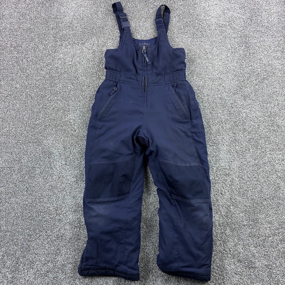 L.L. Bean Snow‎ Pants Kids 6-7 Navy Blue Insulated Bib Overalls Ski Snowboard